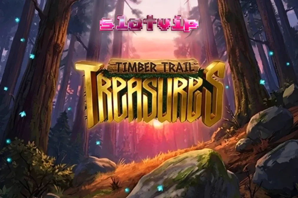 Latar belakang hutan mistis dalam slot Timber Trail Treasures
